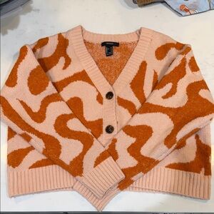 Forever 21 Pink & Orange Abstract Cardigan